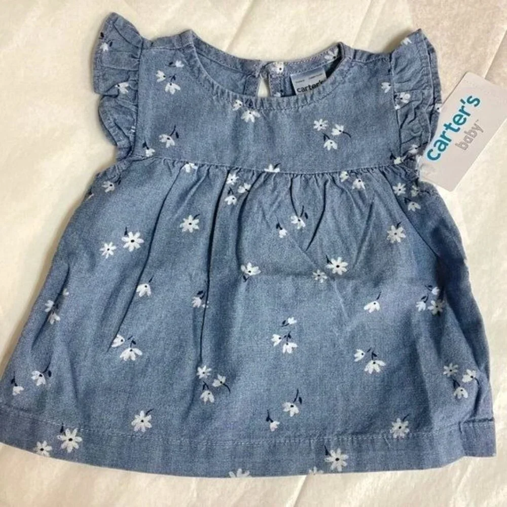 Carter’s Baby girl 3 Pc Set Body Suit, Shorts, Blouse Set 3 M (#5501)